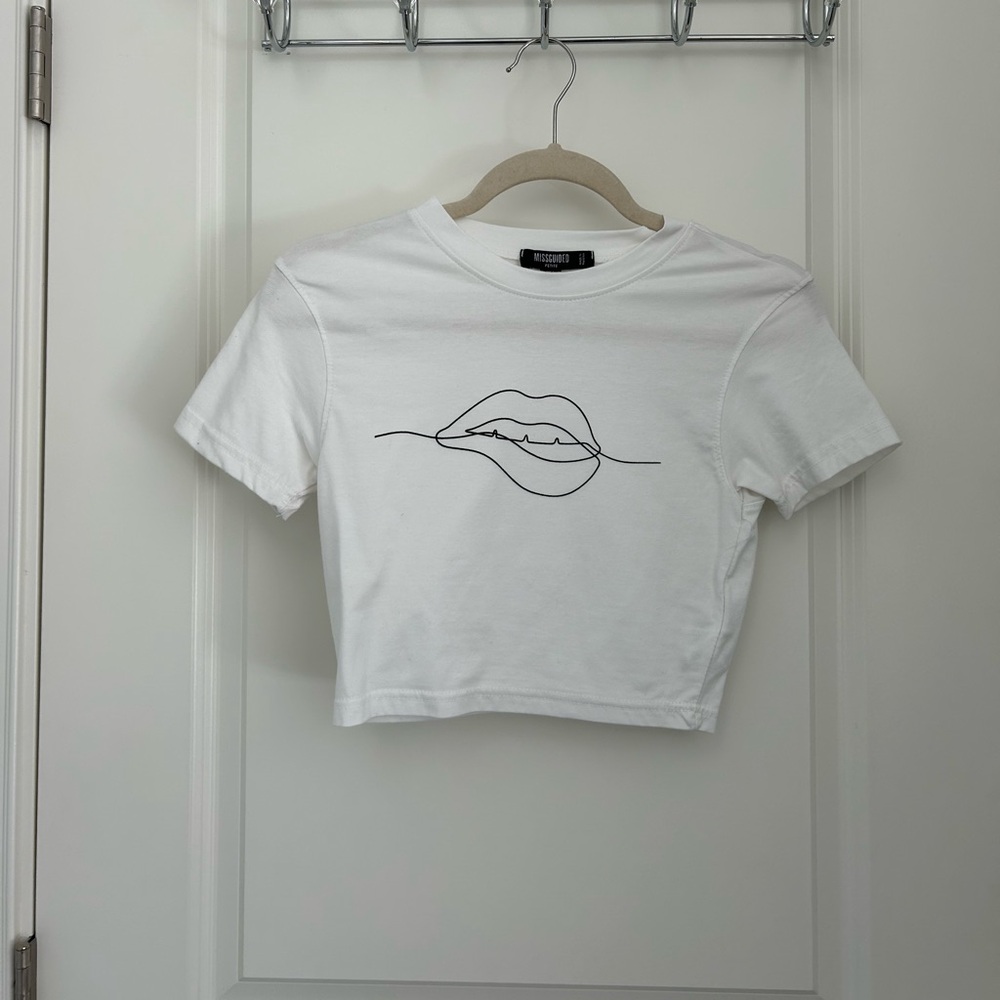 White Lips Crop Top
